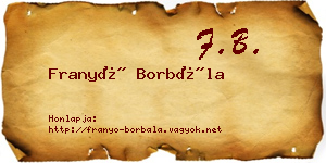 Franyó Borbála névjegykártya
